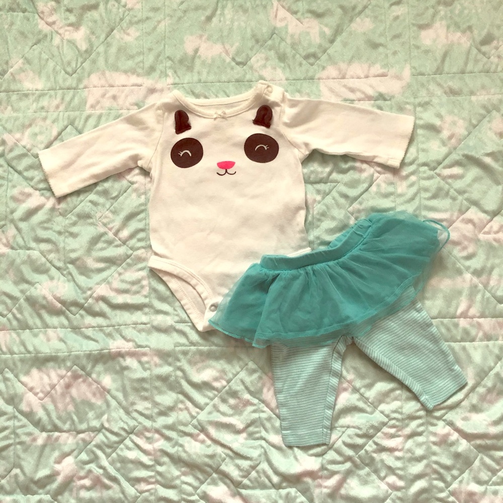 Carter’s 3 month girl panda + tutu leggings